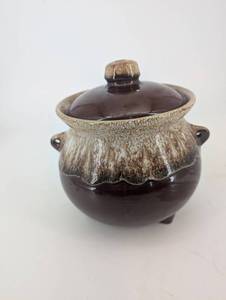 Ceramic Cookie Jar - Brown Stoneware