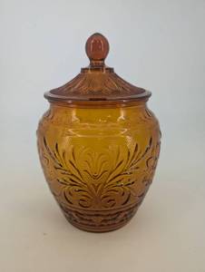 Amber Glass Candy Jar With Lid