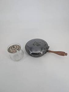 Vanity Items Mixed Lot Silverplate Covered Dish & Cut Glass Jar