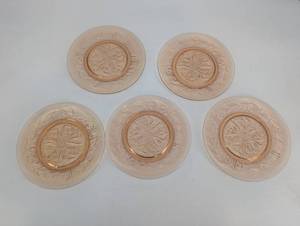 Amber Etched Glass Plates (Lot of 5)