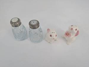 Salt and Pepper Shakers Mixed Lot - Frosted Glass & Ceramic Mice