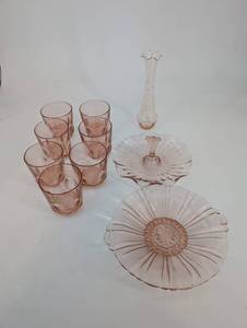 Pink Glassware Set - Arcoroc 9-Piece Mixed Lot