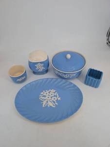 Camark Pottery Blue Floral Serveware (Lot of 5)