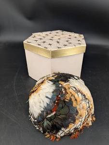 Vintage Feather Hat the Crescent Spokane With Original Box