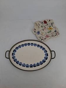 Floral Porcelain Serving Tray & Leaf Dish