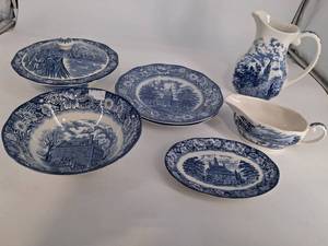 Liberty Blue Historic Colonial Scenes China (Lot of 6)