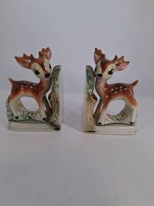 Vintage Porcelain Deer Bookends