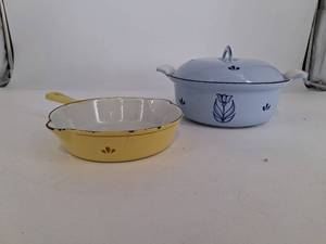 Vintage DRU Enamel Cookware Set From Holland