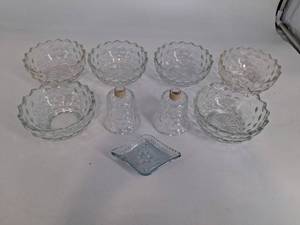 Pressed Glass Vanity Set (Lot of 9)