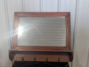 Wooden Wall Mirror With Hooks 28 W X 24.5 H