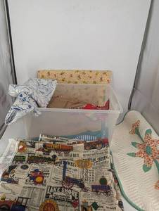Tote of Mixed Fabric Remnants Estate Lot