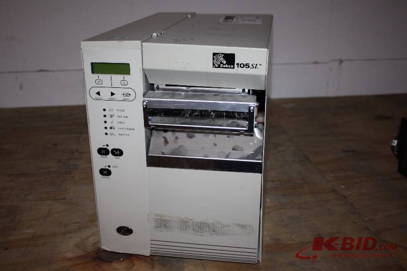 Zebra 105SL Printer with Internal Rewind Powers On Untested.