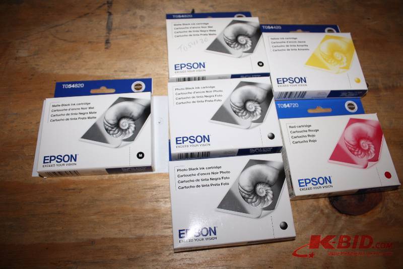 Lot of (6) Epson Ink Cartridges Including Types T054420 T054320 T054220.