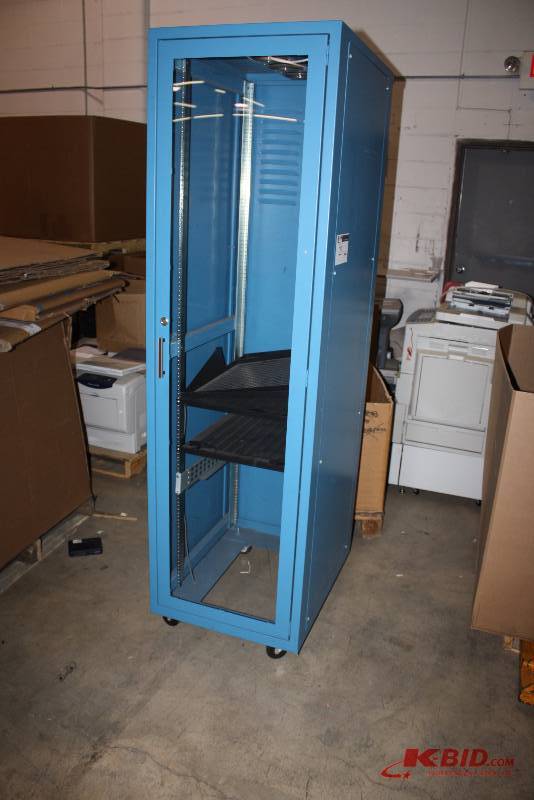 Server Rack wShelves & Fans Blue 30.5 x 23 x 81.5.