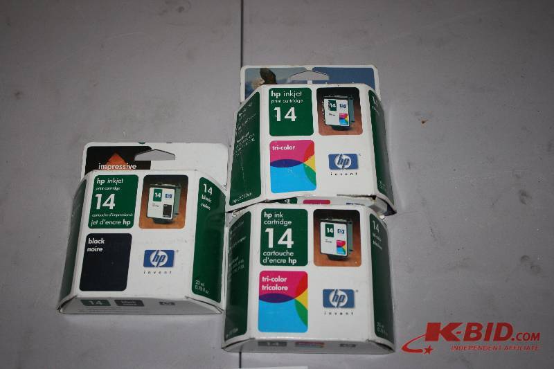 Lot of (3) HP Inkjet Print Cartridge Black 14 Tri-Color 14 (2).