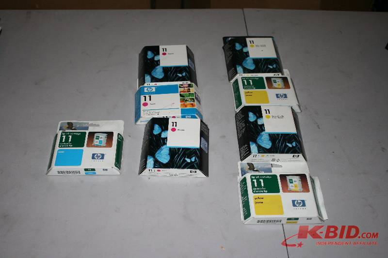 Lot of (8) HP Print Cartridges Inkjet 11Yellow (4) 11 Magenta (3).