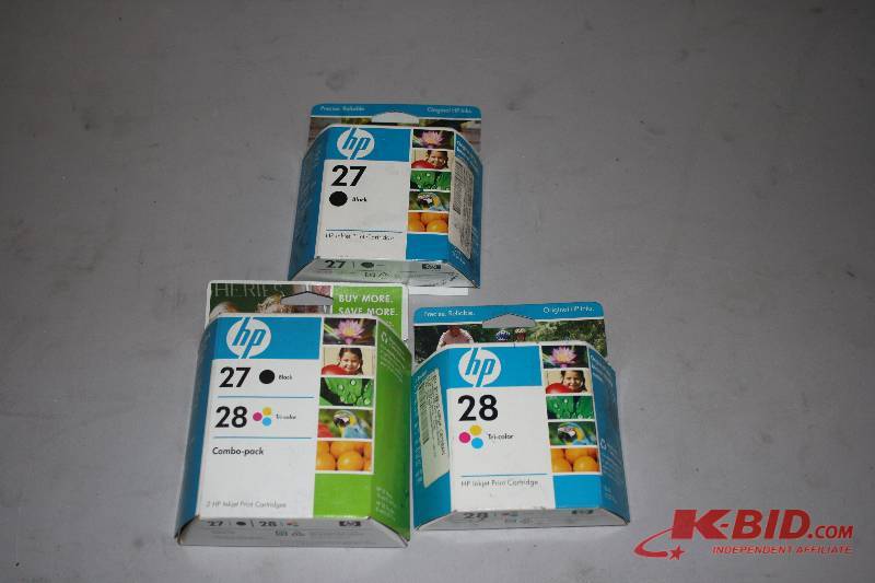 Lot of (3) HP Inkjet Print Cartridges 27Black 2728  Combo Pack 28 Tri-Color.