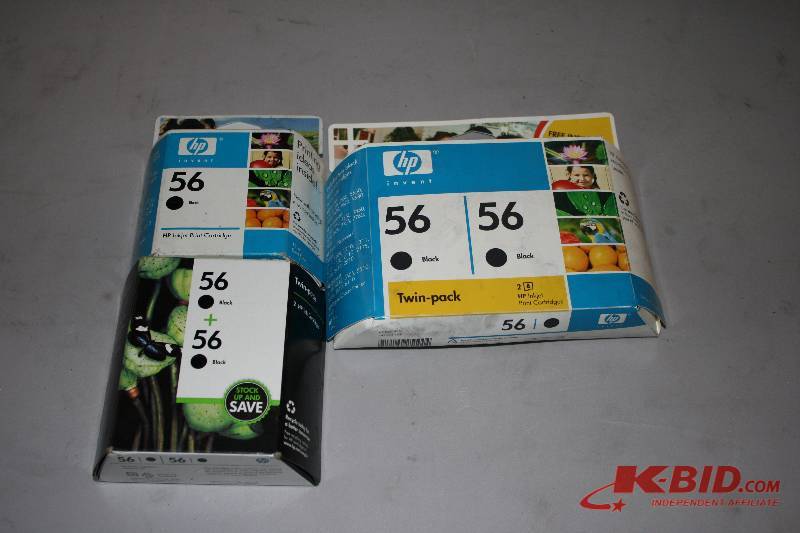 Lot of (3) HP Inkjet Print Cartridges 56 Black 2 Combo Packs.