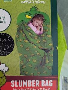 The Grinch Kids Glow in the Dark Sleeping Bag Green