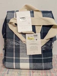 FullQueen Brushed Cotton Blanket Blue Plaid - Threshold