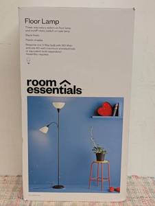 Torchiere with Task Light Floor Lamp Black - Room Essentials