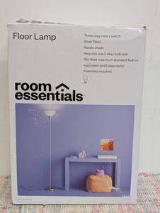 Torchiere Floor Lamp Silver - Room Essentials Minimalist Ambient Uplight, ETL Listed