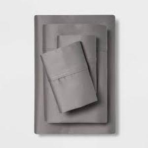 King Solid Performance 400 Thread Count Sheet Set Gray - Threshold Cotton Sateen, Includes 2 Pillowcases & Fitted Sheet