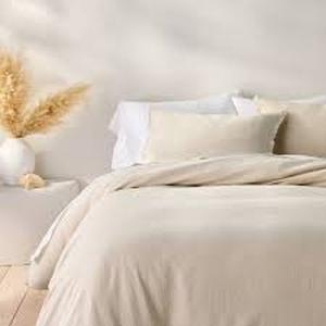 King Heavyweight Linen Blend Duvet Cover & Sham Set Natural - Casaluna OEKO-TEX Certified, Zipper Closure
