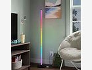 Color Changing LED Floor Lamp with Remote Control Mood and Ambient Lighting Black - Room Essentials