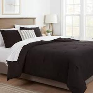 FullQueen Washed Cotton Sateen Comforter and Sham Set Black - Threshold