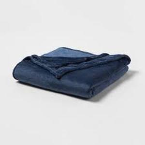 FullQueen Microplush Bed Blanket Metallic Blue - Threshold