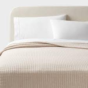 King Jersey Quilt Oatmeal Heather - Threshold Knitted Coverlet, Heavyweight, Machine Washable