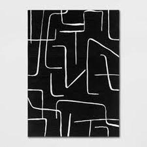 53x7 Abstract Lines Outdoor Area Rug Black - Threshold