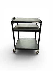 Black Luxor LP34LE-B Mobile Audio-Visual Cart featuring three shelves & Power Cord