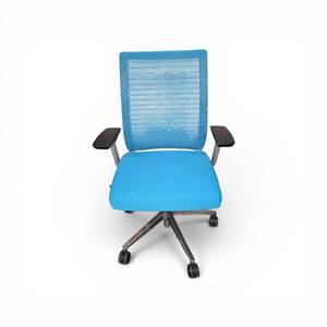 Steelcase Think V2 office chair in turquoise blue with a chrome frame $1100 retail