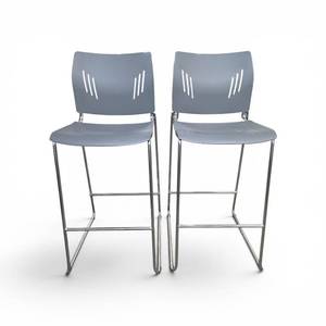 Two Agenda Plus Bar Height Guest Chairs Gray
