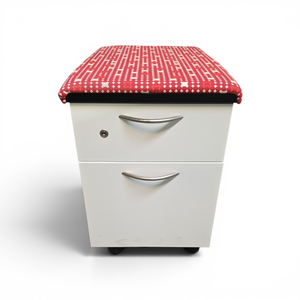 Steelcase Pedestal Filing Cabinet with Padded Top on Wheels