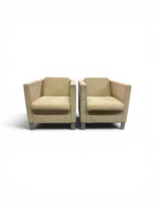 Pair of Beige Minimalist Lounge Chairs