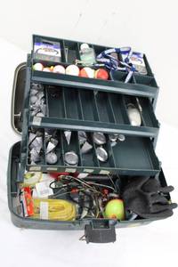 Plano Three-Tray Tackle Box With Assorted Fishing Tackle