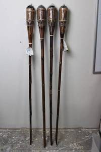 Tiki Wide Mouth Bamboo Torches (Lot of 4)