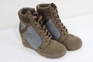 Womens Suede Wedge Ankle Boots Size 8
