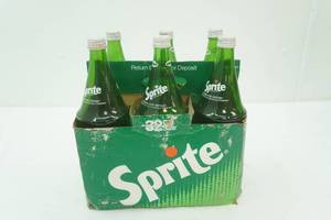 Vintage 6 pack of Sprite 1 liter glass bottles
