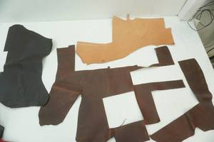brown leather pieces. Natural Tanned leather, ready to use