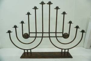 decorative metal candle holder and candles 39.5x 26H