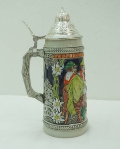 Vintage Stoneware German beer stein wpewter lid