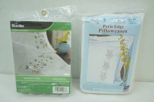 Stamped Embroidery Pillowcases. 2 sets of 2 Butterfly patterns
