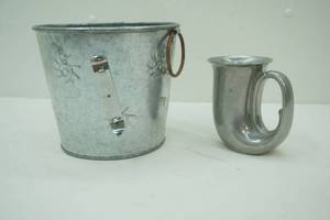 galvanized bucket vintage pewter horn mug tankard