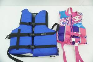 2 Life Jackets. Adult (chest 30-52) and Child 30-50lbs