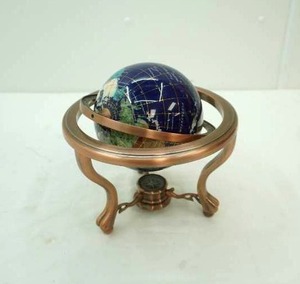 tabletop world globe with semi-precious gemstones