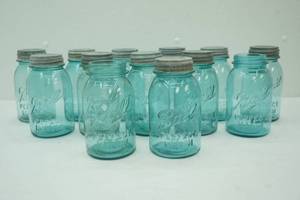 Ball Perfect Mason Canning Jars. Aqua Blue. 13ct
